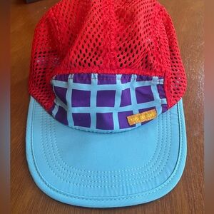 Like new Topo Designs mesh global hat - red, blue